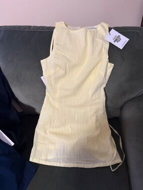 Princess Polly Pale Yellow Textured Sleeveless Mini Dress/skort